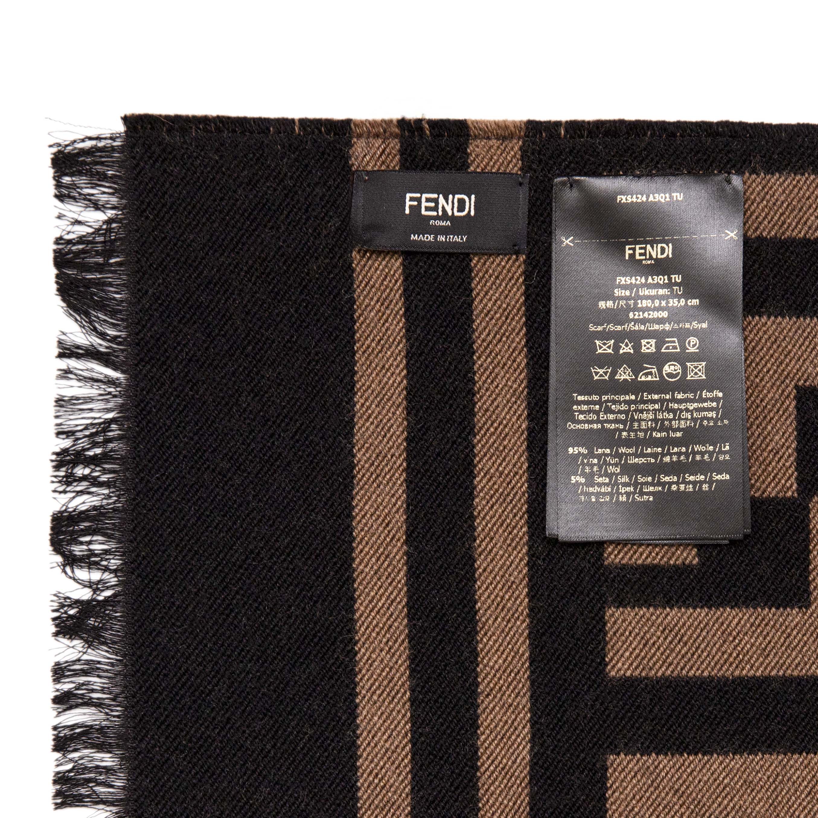 Fendi Brown Wool Silk FF Motif Scarf – Modaselle