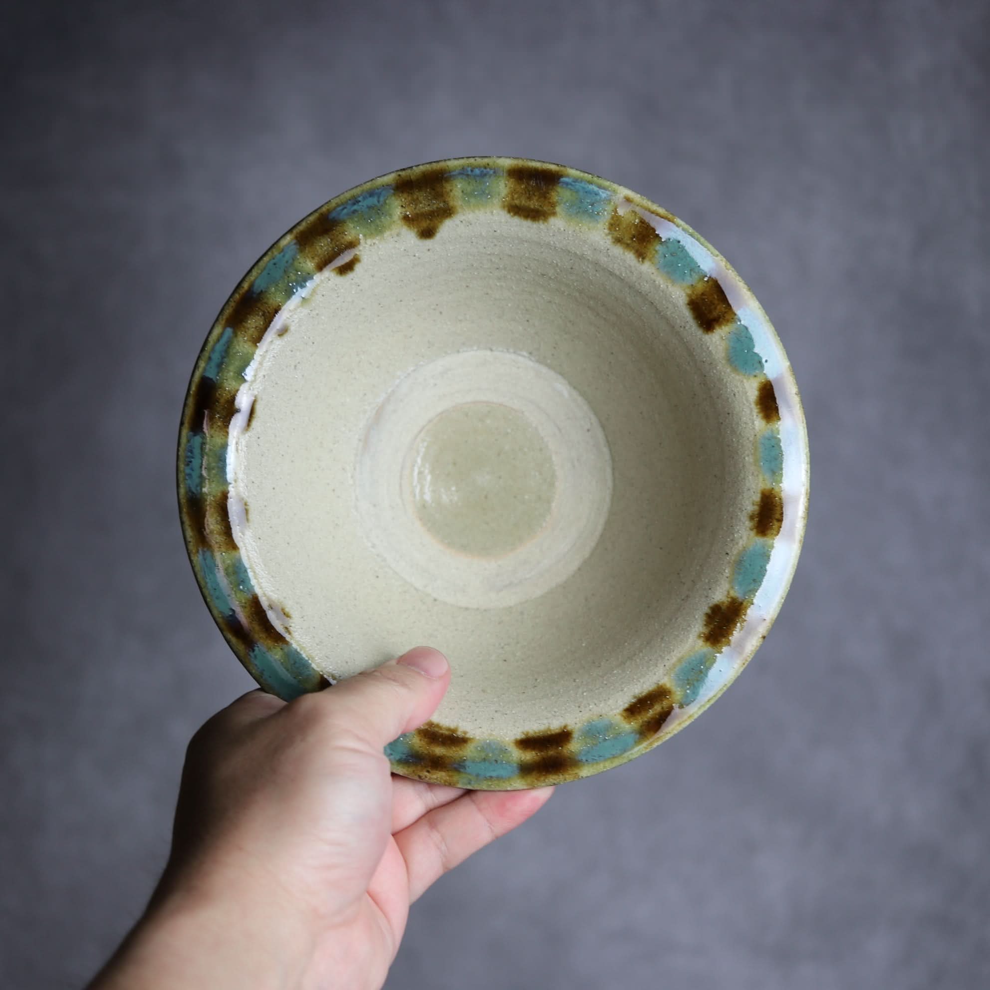 6寸ワンブー1 三彩 点打 やちむん 陶器 北窯 宮城正享工房｜北窯 宮城