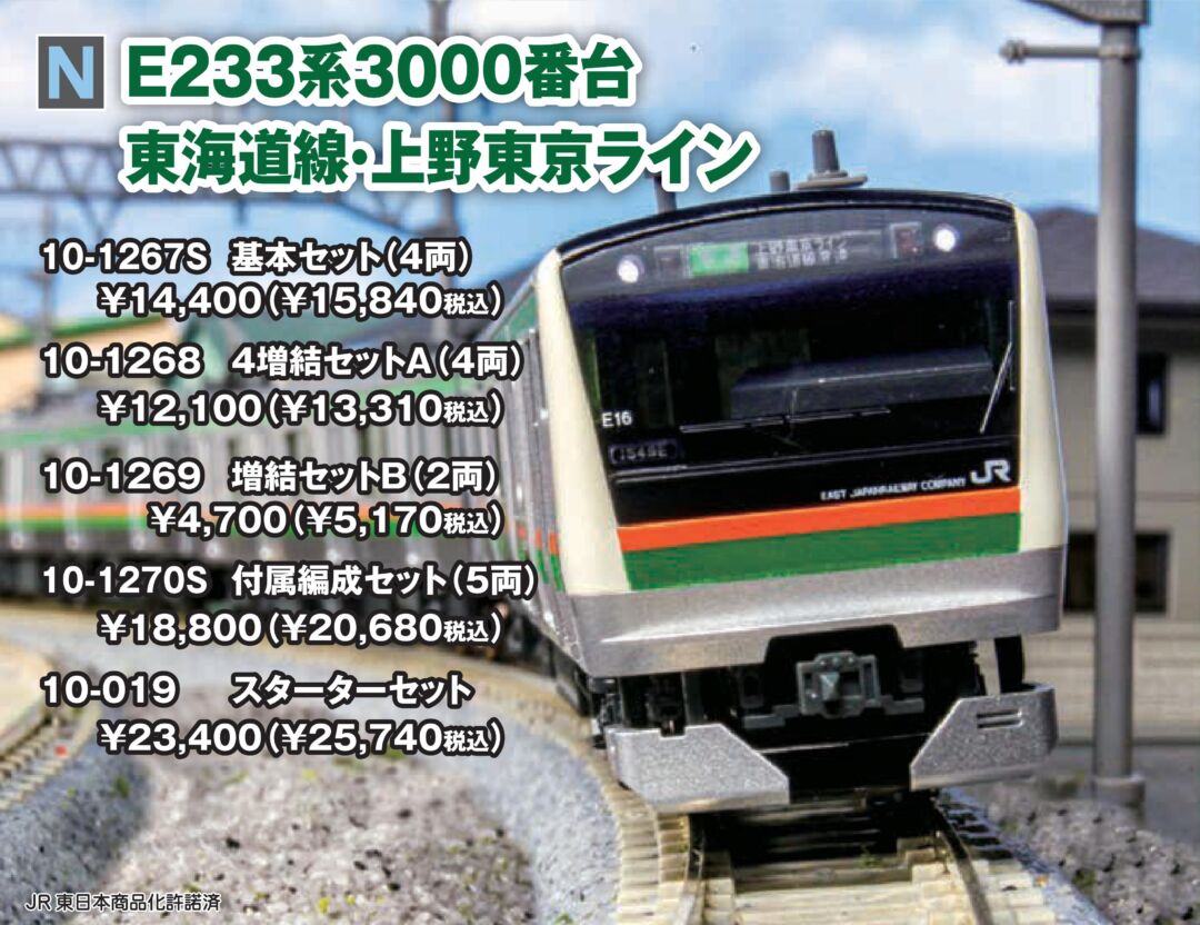 KATO E233系3000番台 東海道線・上野東京ライン 増結セットA 品番：10