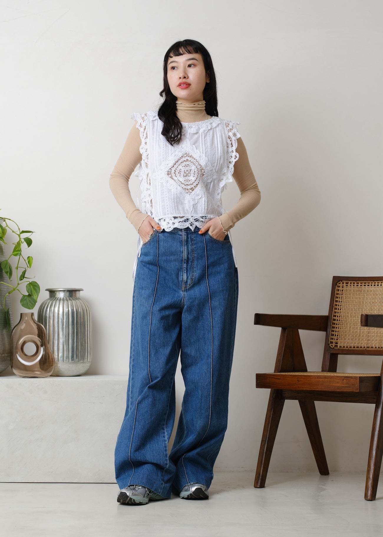 Cotton Batten Lace Ribbon Top | Pasand by ne Quittez pas | パサン