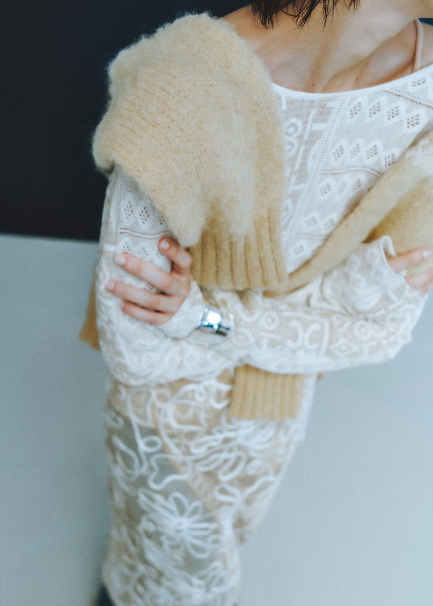 Double Lace Knit Top | Pasand by ne Quittez pas | パサンドバイヌキテパ