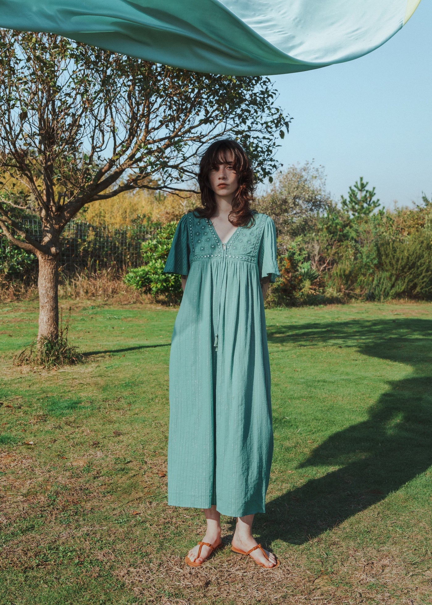 Cotton Jacquard Mirror Embroidery Dress | Pasand by ne Quittez pas