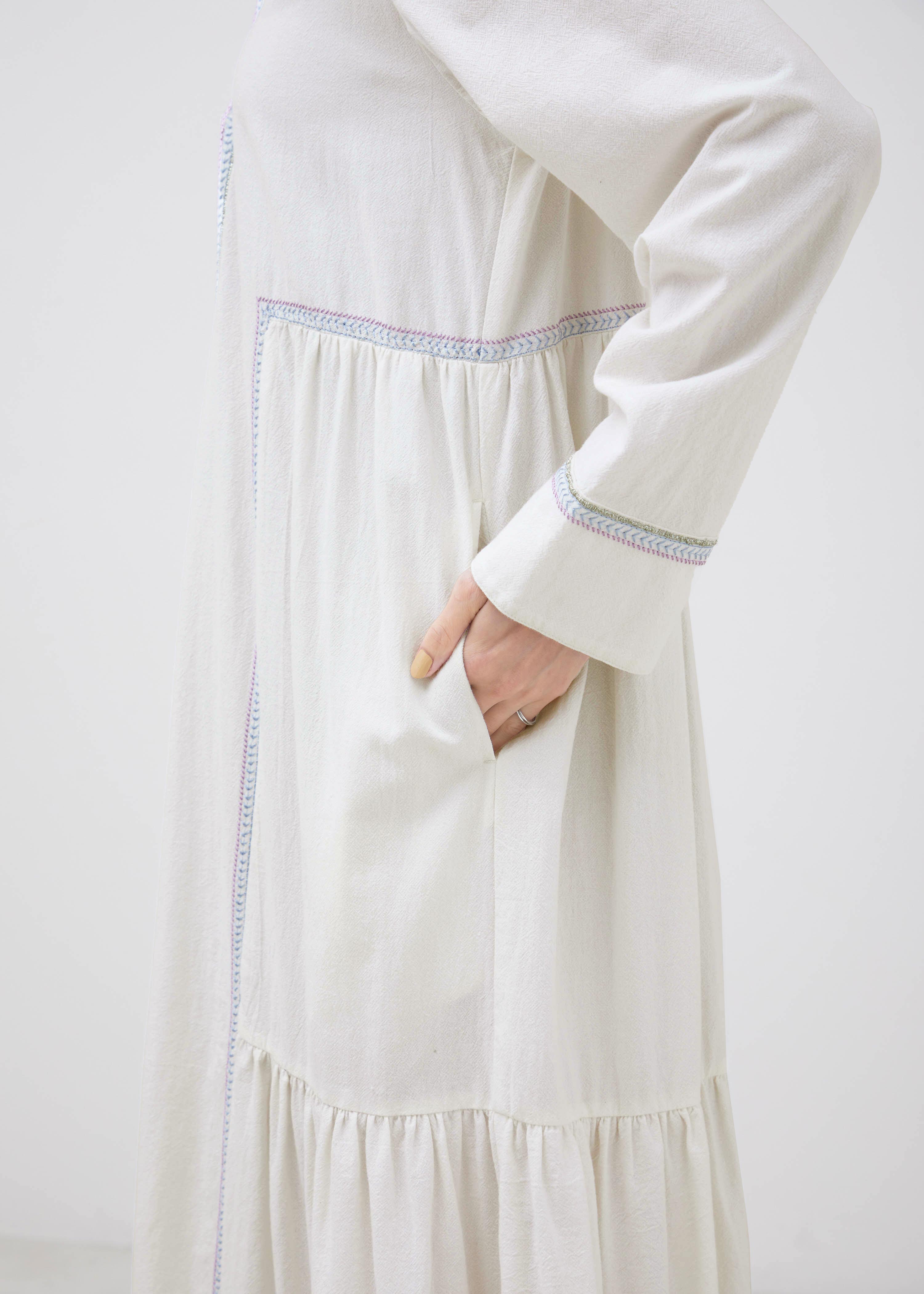 Crimp Cotton Embroidery Dress | Pasand by ne Quittez pas | パサン