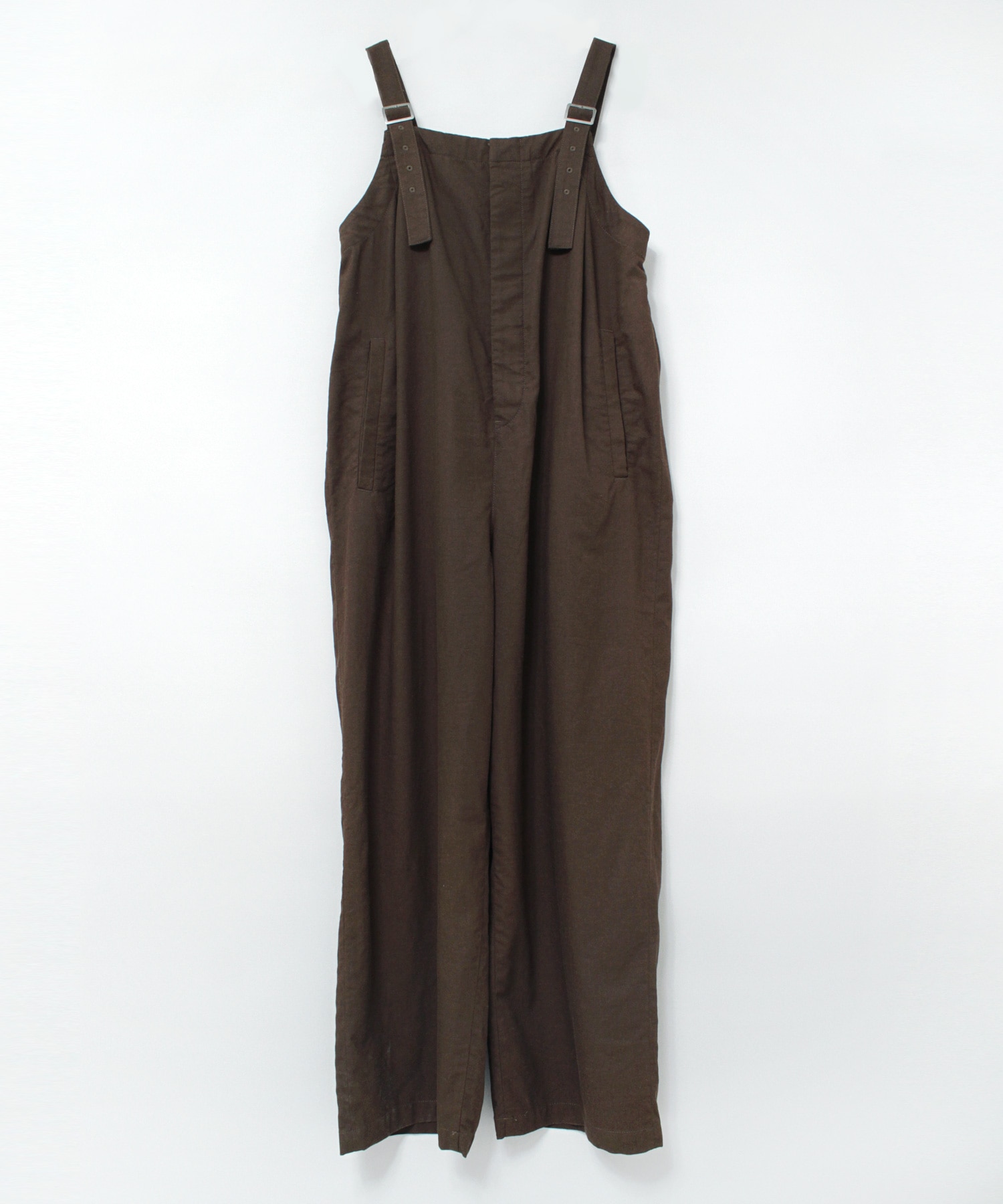 O0725 レーヨンリネンコットンオーバーオール(M ブラック