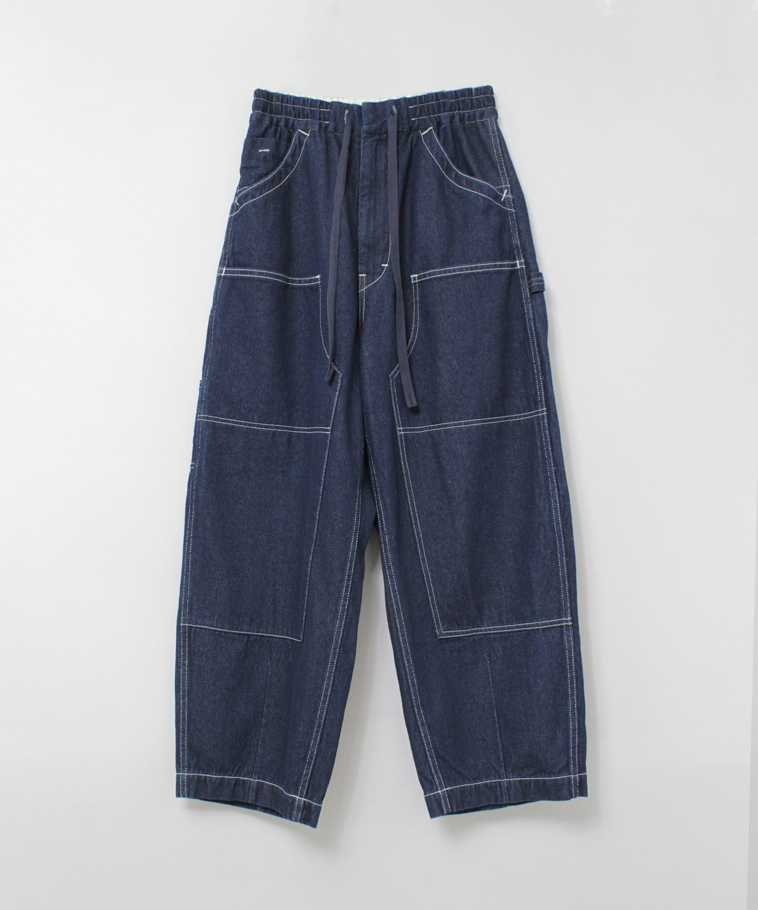 R4365 ワイドストレートのダブルニーアトリエパンツ(F デニムワン