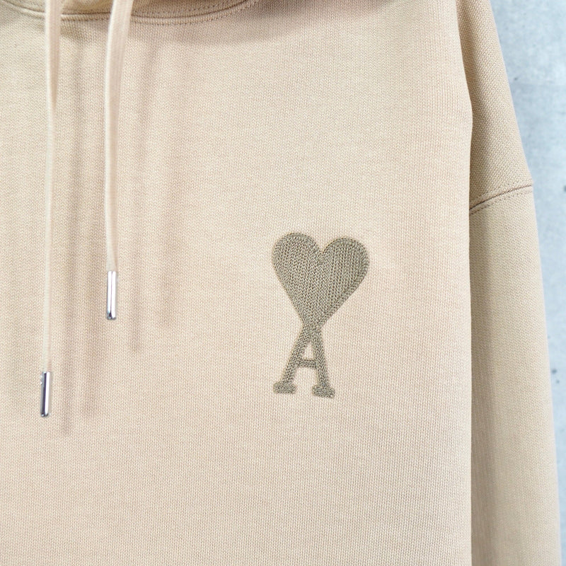 アミパリ アミ パリス ハートロゴ 刺繍 パーカー ベージュ | ブランド