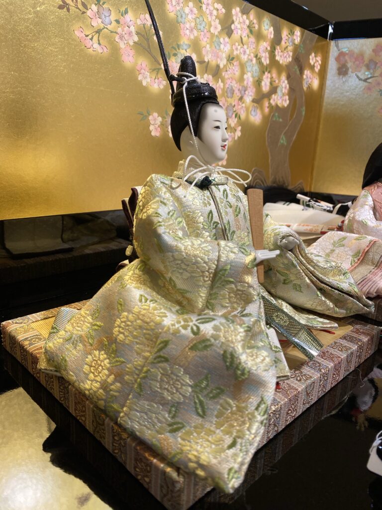 清水久遊作 正絹八重桜 桜華金屏風親王飾り｜人形のかに江