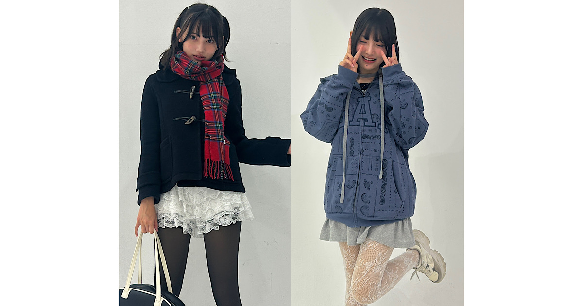 タイツで個性を出す冬!!平成トレンドを凝縮した中学生モデルの私服