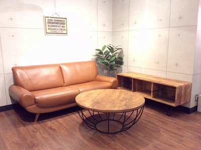 マンゴーウッドを使用したブルックリン系 ラウンドコーヒーテーブル456