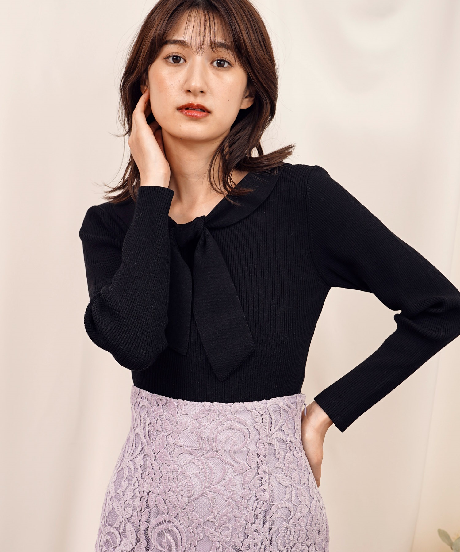 ロールカラーボウタイニット | ニット | NOELA OFFICIAL WEB STORE