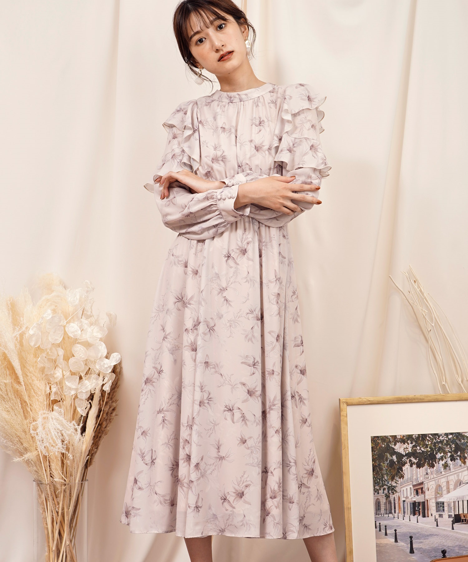 カサブランカショルダーフリルワンピ | ロングワンピース | NOELA