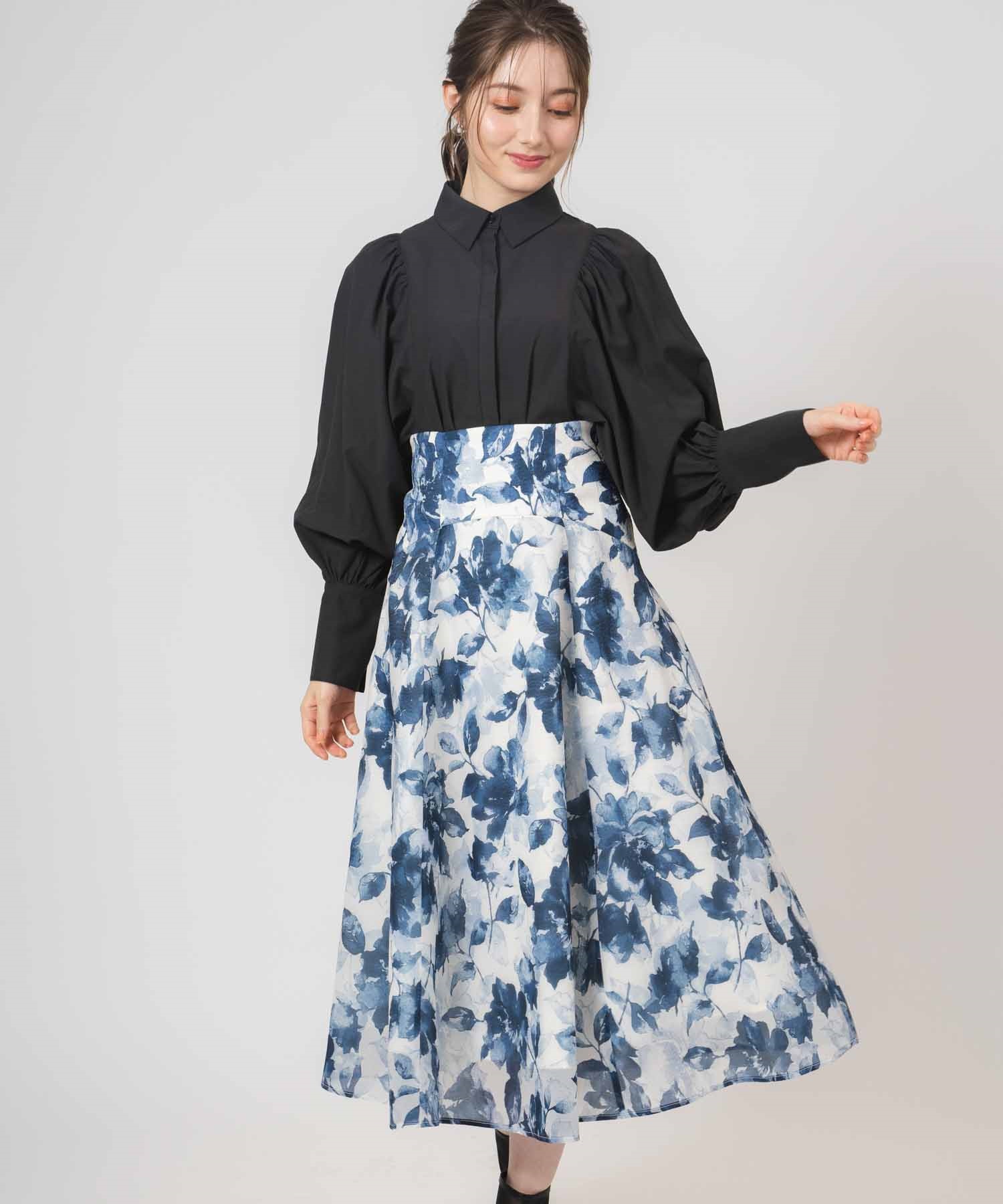 ビスチェ切替フラワープリントスカート | フレアスカート | NOELA