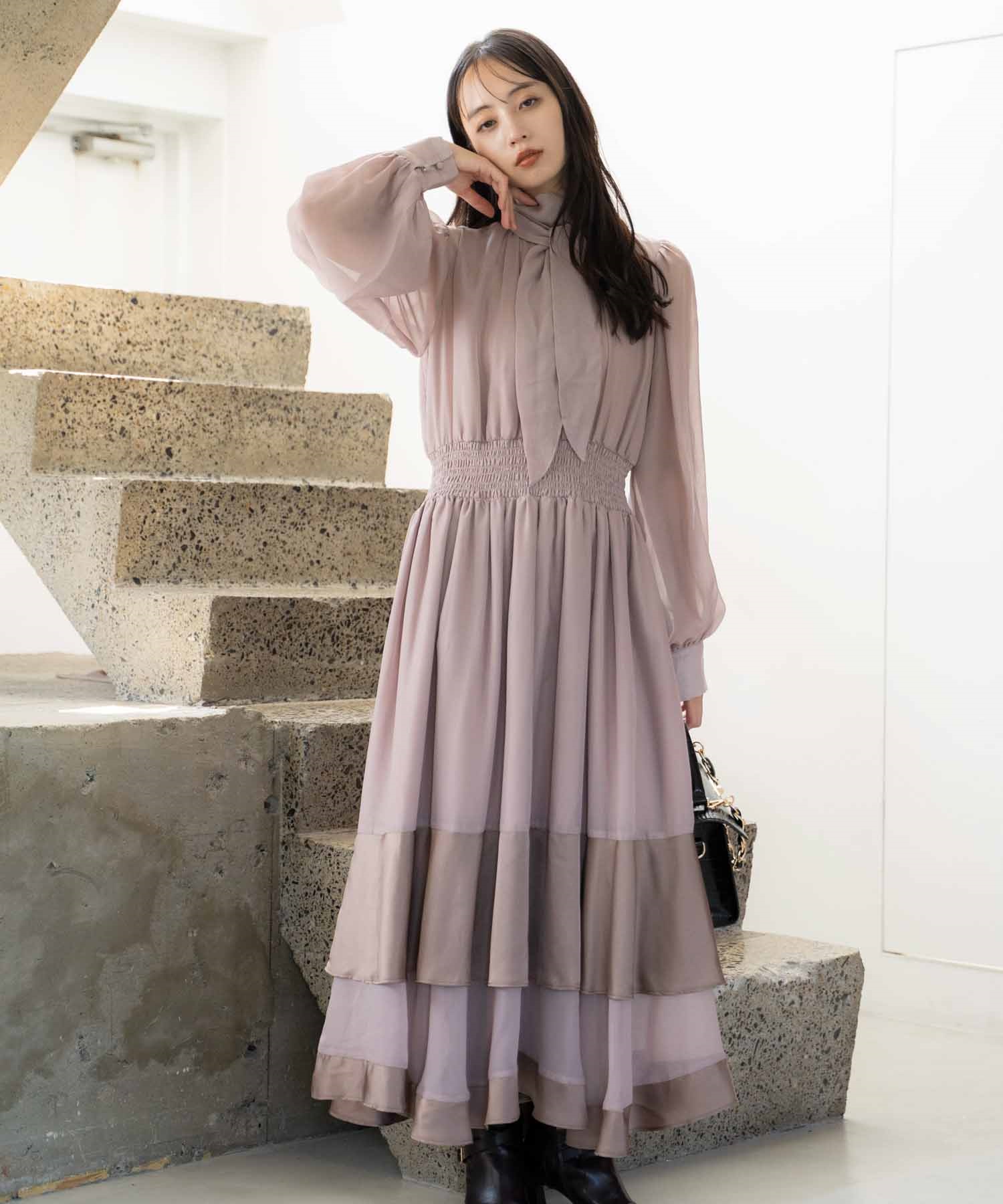 シアーサテンコンビワンピース | ロングワンピース | NOELA OFFICIAL