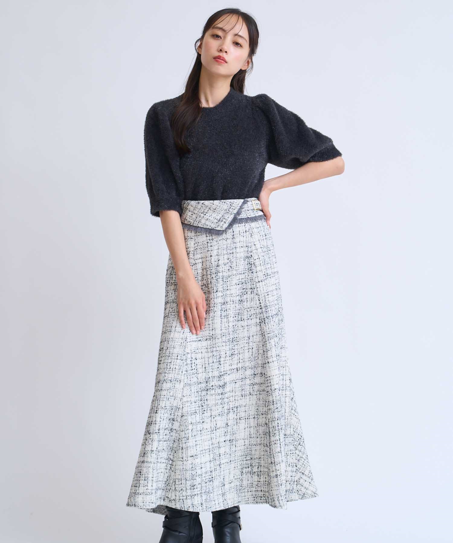 SSサイズあり】ツイードバックフレアスカート | フレアスカート