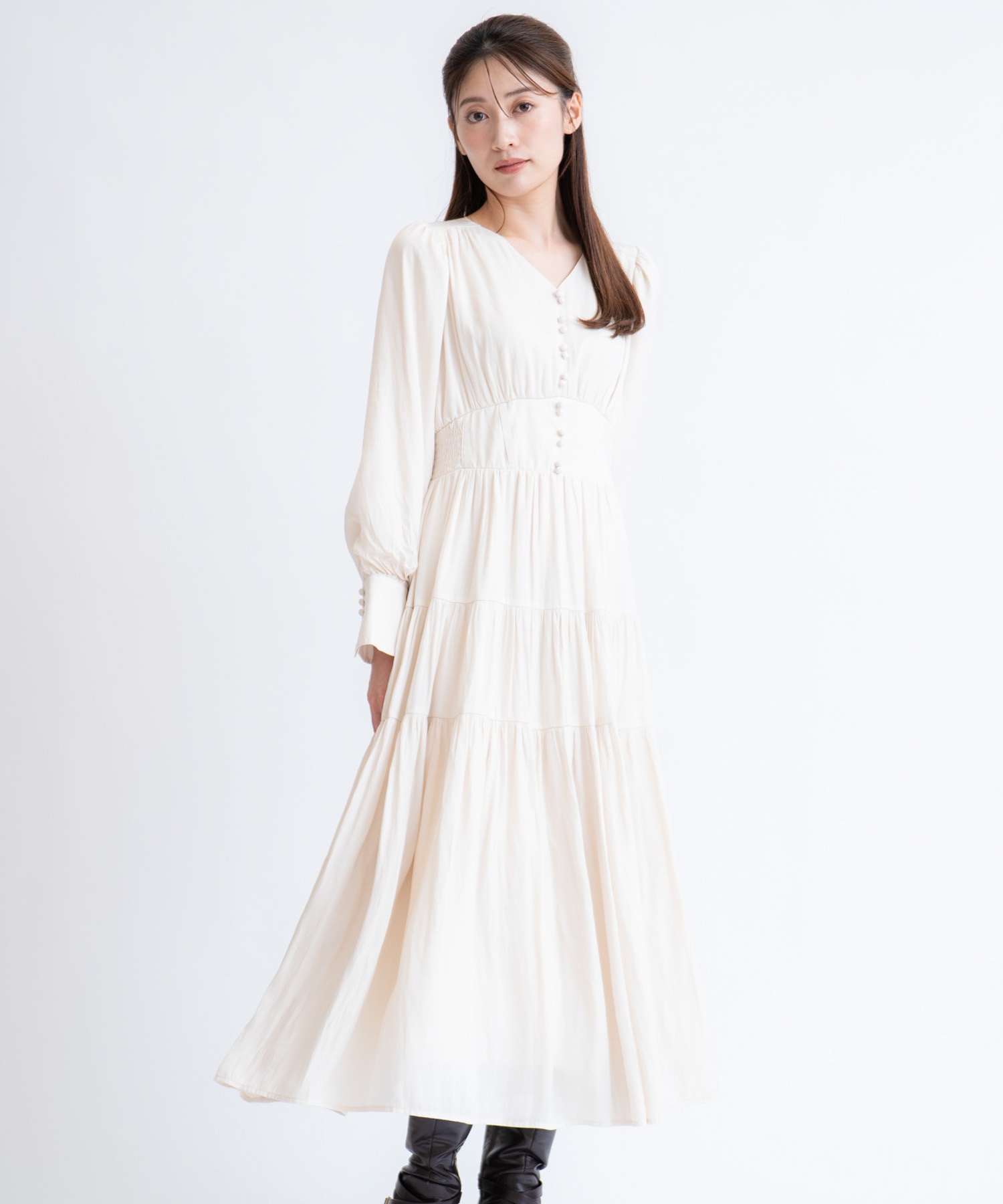 ティアードサテンワンピース | ロングワンピース | NOELA OFFICIAL WEB