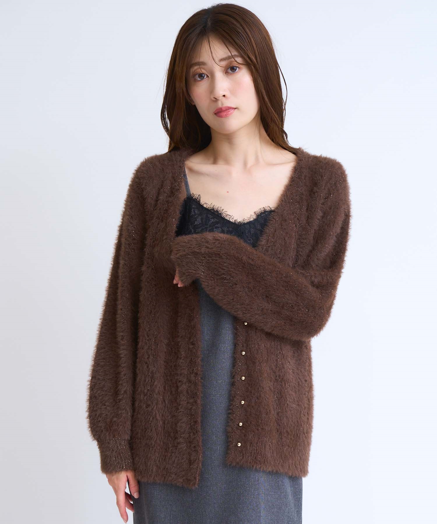 フェザーラメ柄編みカーディガン | カーディガン | NOELA OFFICIAL WEB