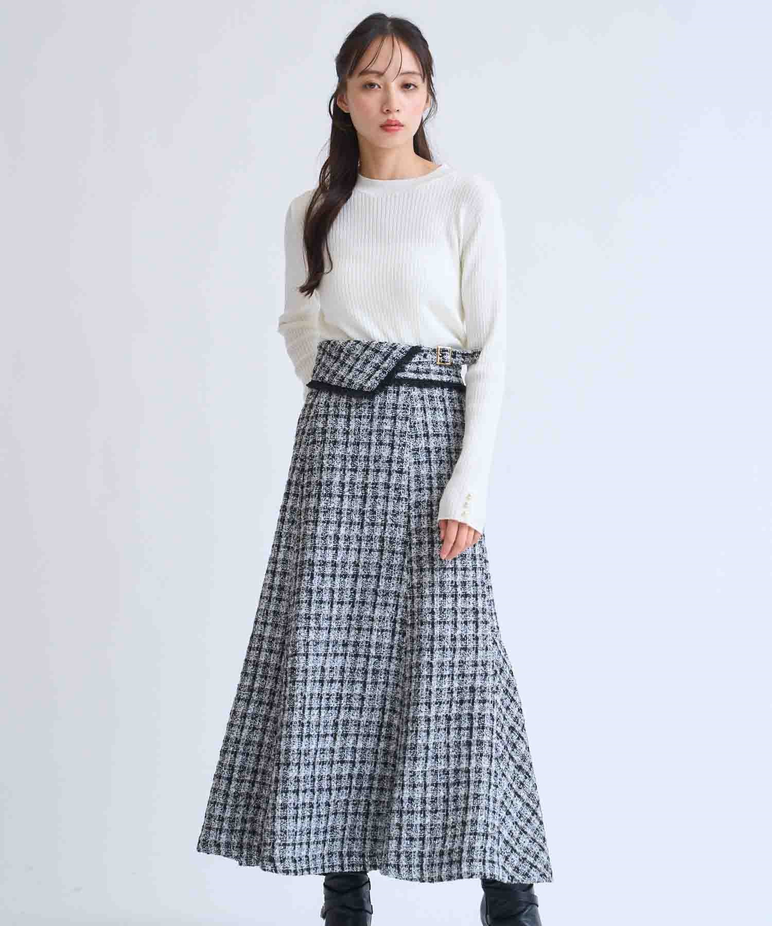 SSサイズあり】ツイードバックフレアスカート | フレアスカート