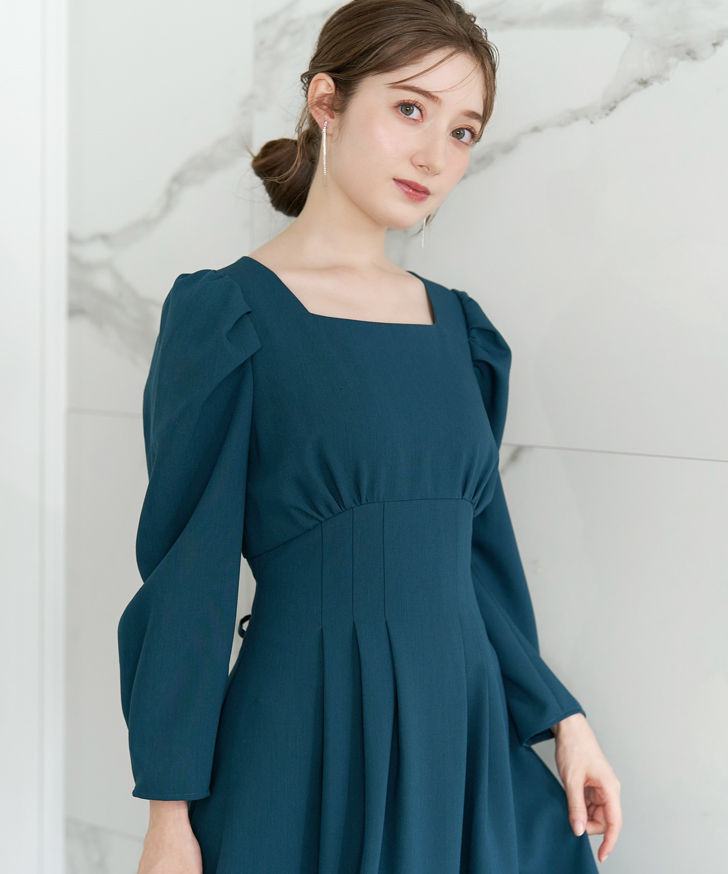 ウエストタックスクエアネックワンピ | ロングワンピース | NOELA