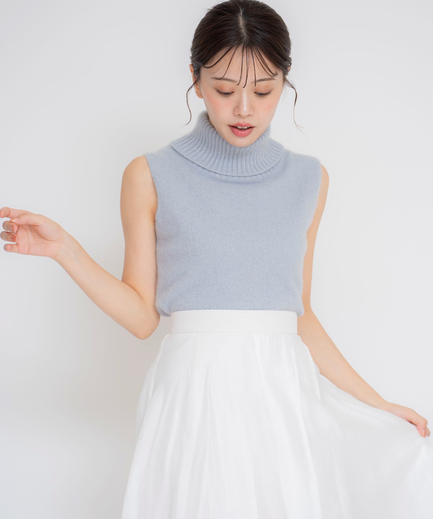 アンゴラ×FOX混ノースリラメタートルネックニット | ニット | NOELA