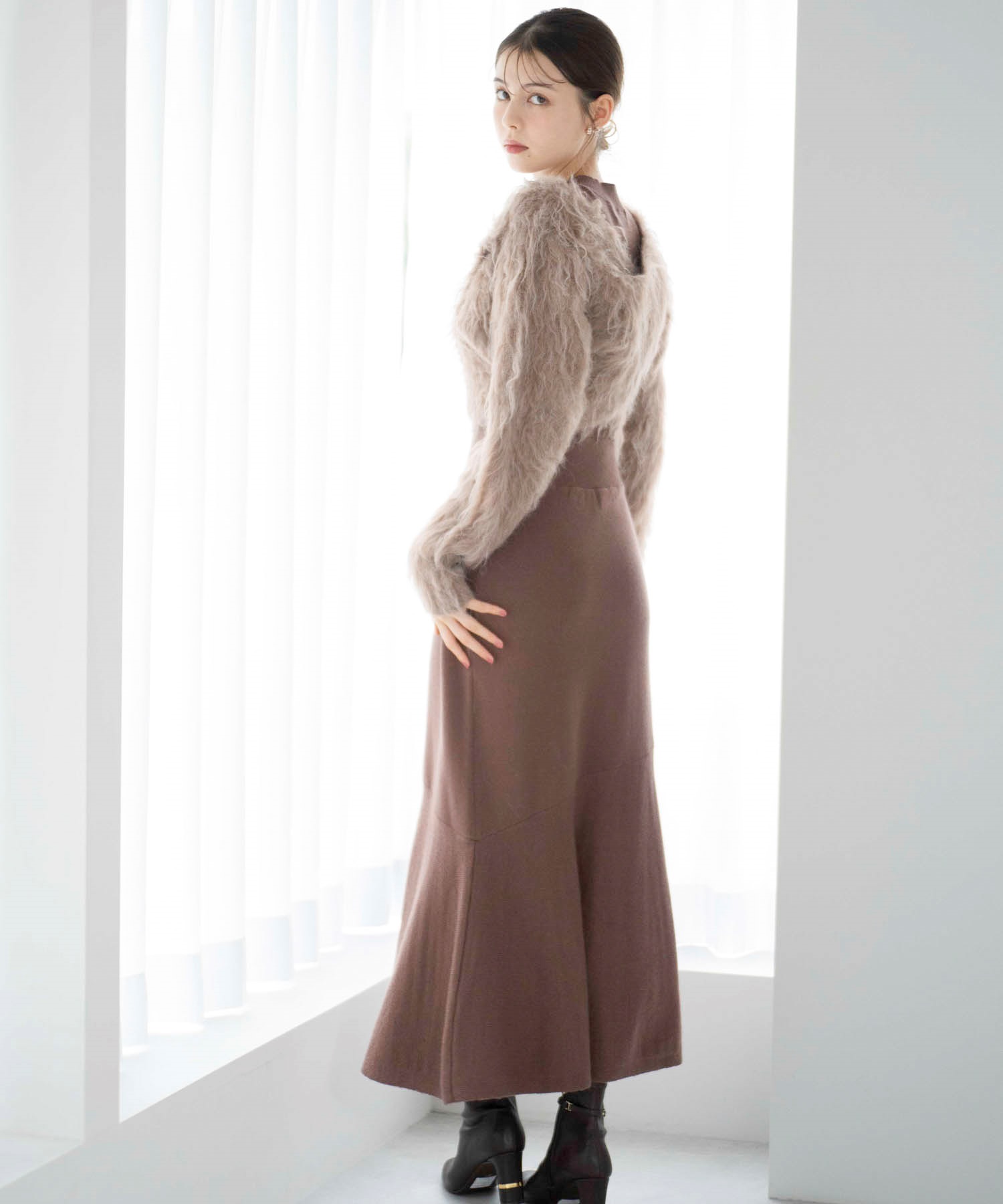 シャギーボレロニットワンピセット | ニットワンピース | NOELA