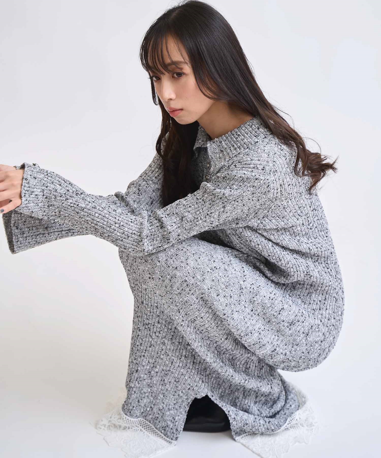 レーストリムポロニットワンピース | ニットワンピース | NOELA