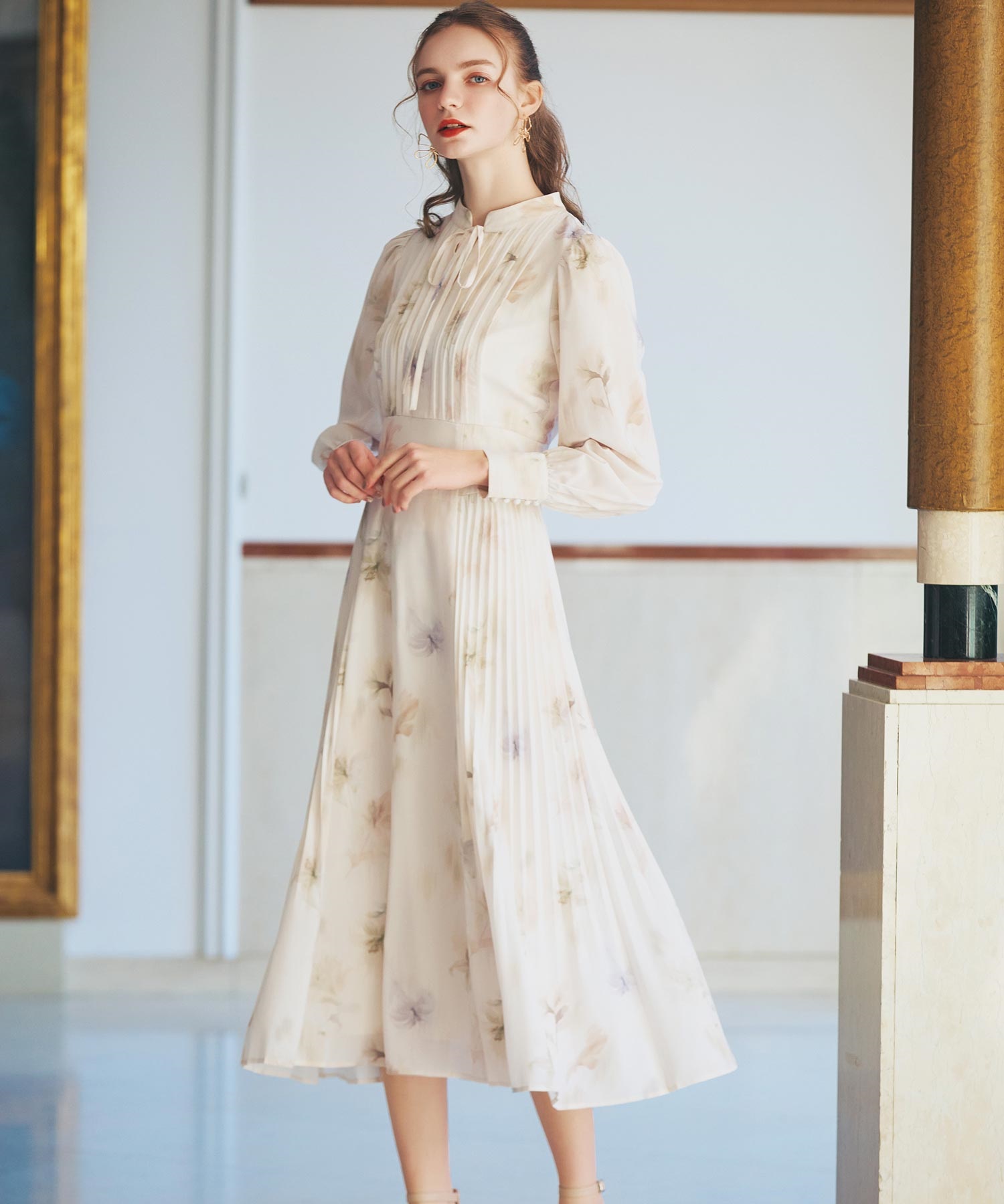 15周年】【SSサイズあり】プリーツリリーワンピ | ロングワンピース