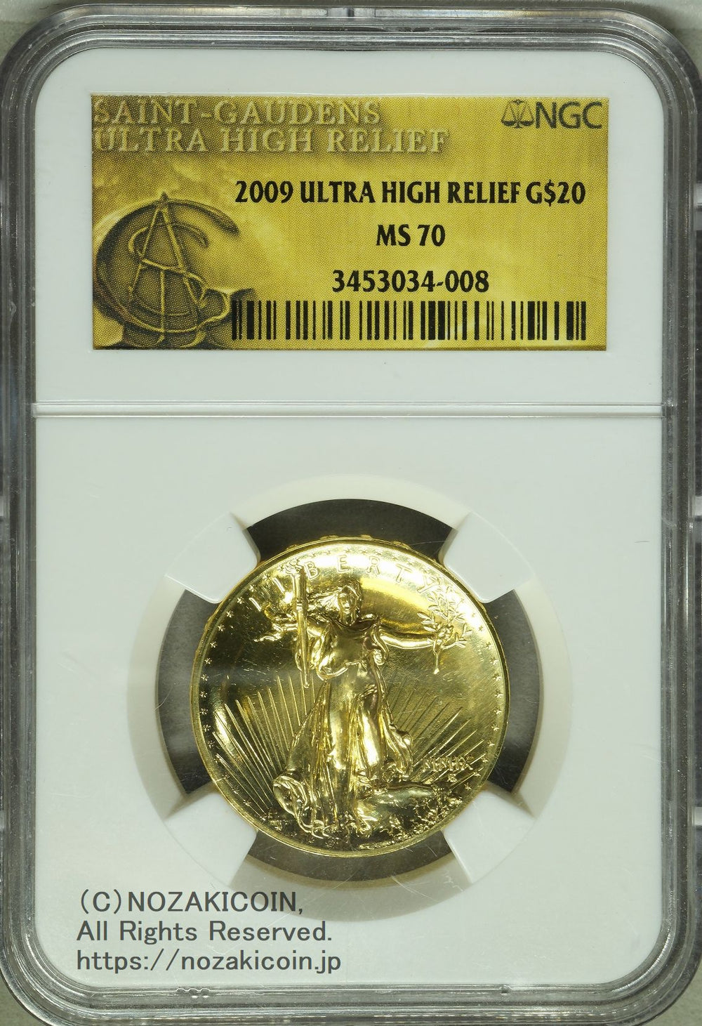 アメリカ 20ドル金貨 ウルトラハイレリーフ 2009年 完全未使用 NGC