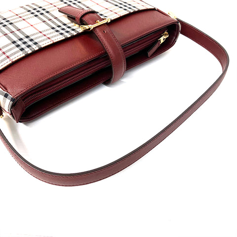 バーバリー BURBERRY チェック柄 ショルダーバッグ PVC ベージュ