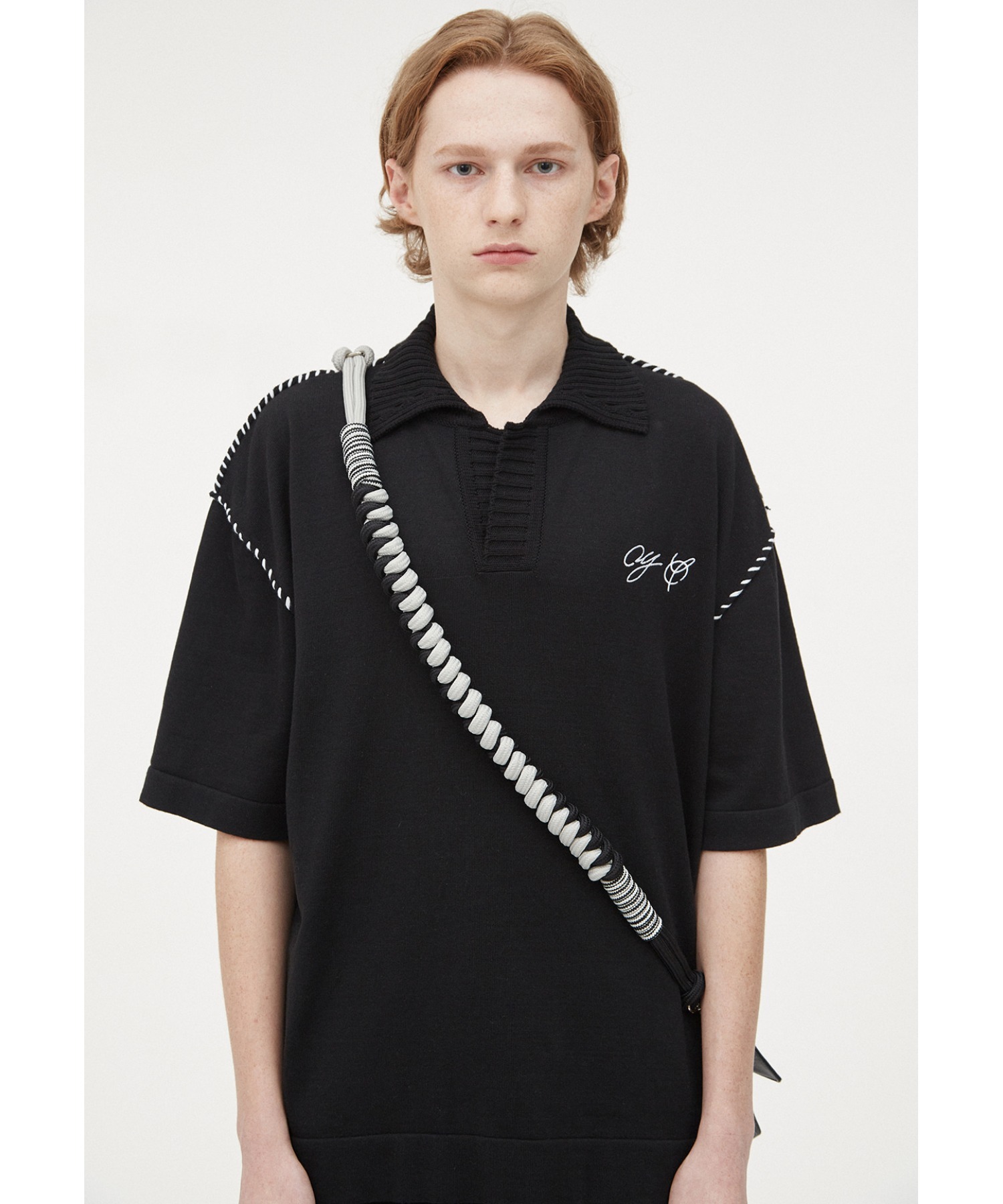 OY/オーワイ』STITCH COLLAR HALF KNIT/ステッチデザイン ニット