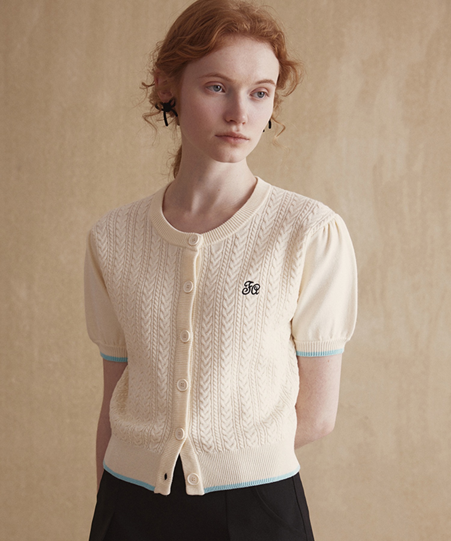 半袖 ケーブルニット カーディガン FX24S077【Fano Studios