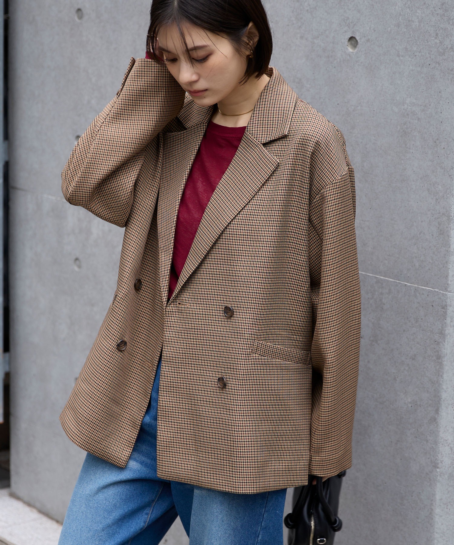 ダブルブレストテーラードオーバーサイズジャケット【セットアップ対応