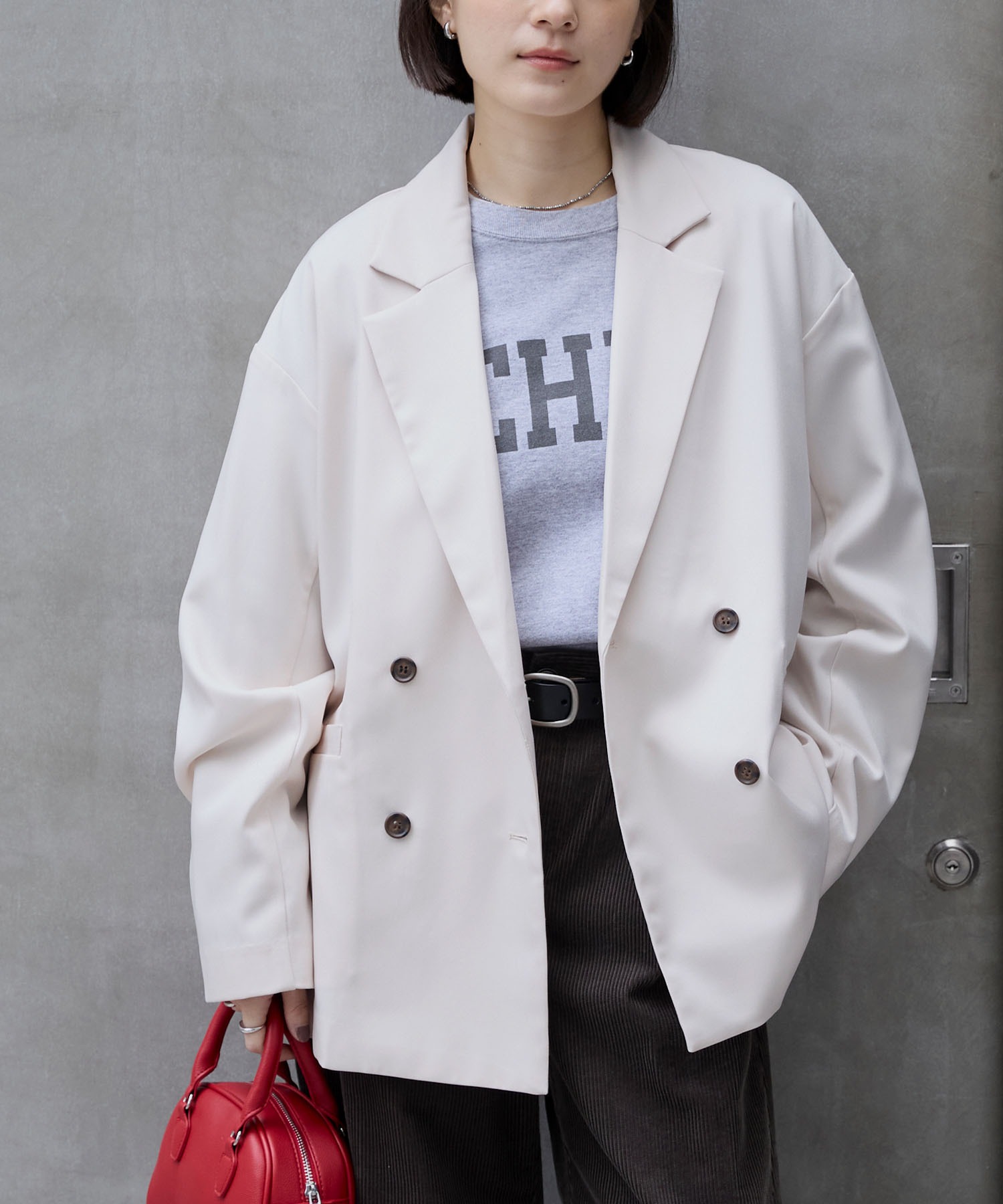 ダブルブレストテーラードオーバーサイズジャケット【セットアップ対応