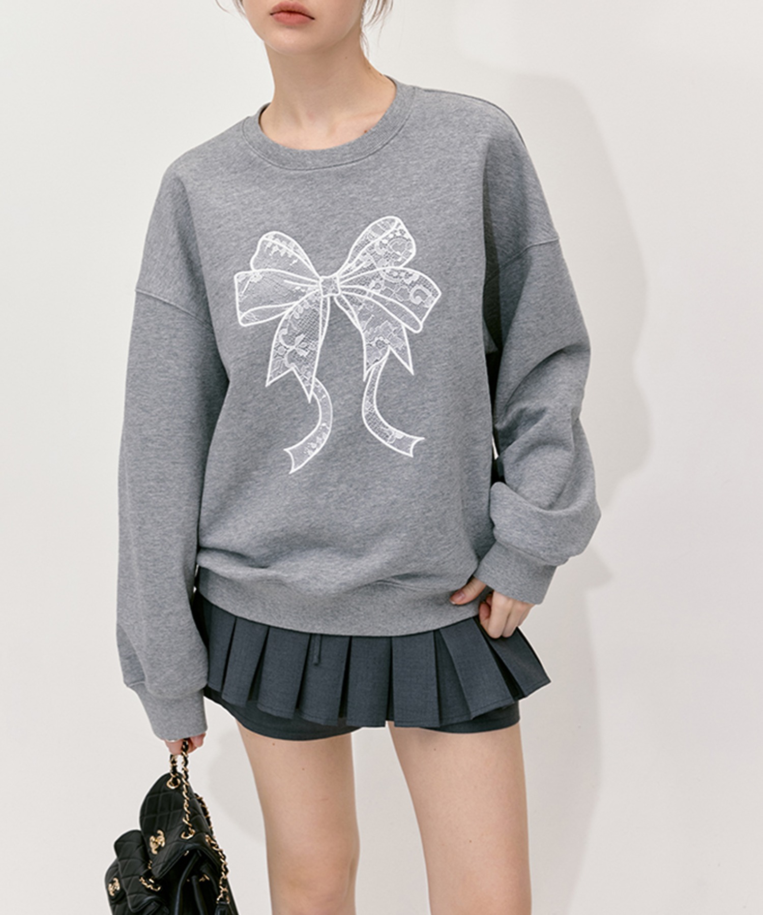 ルーズシルエット リボン刺繍スウェット FQ24S026【Fano Studios