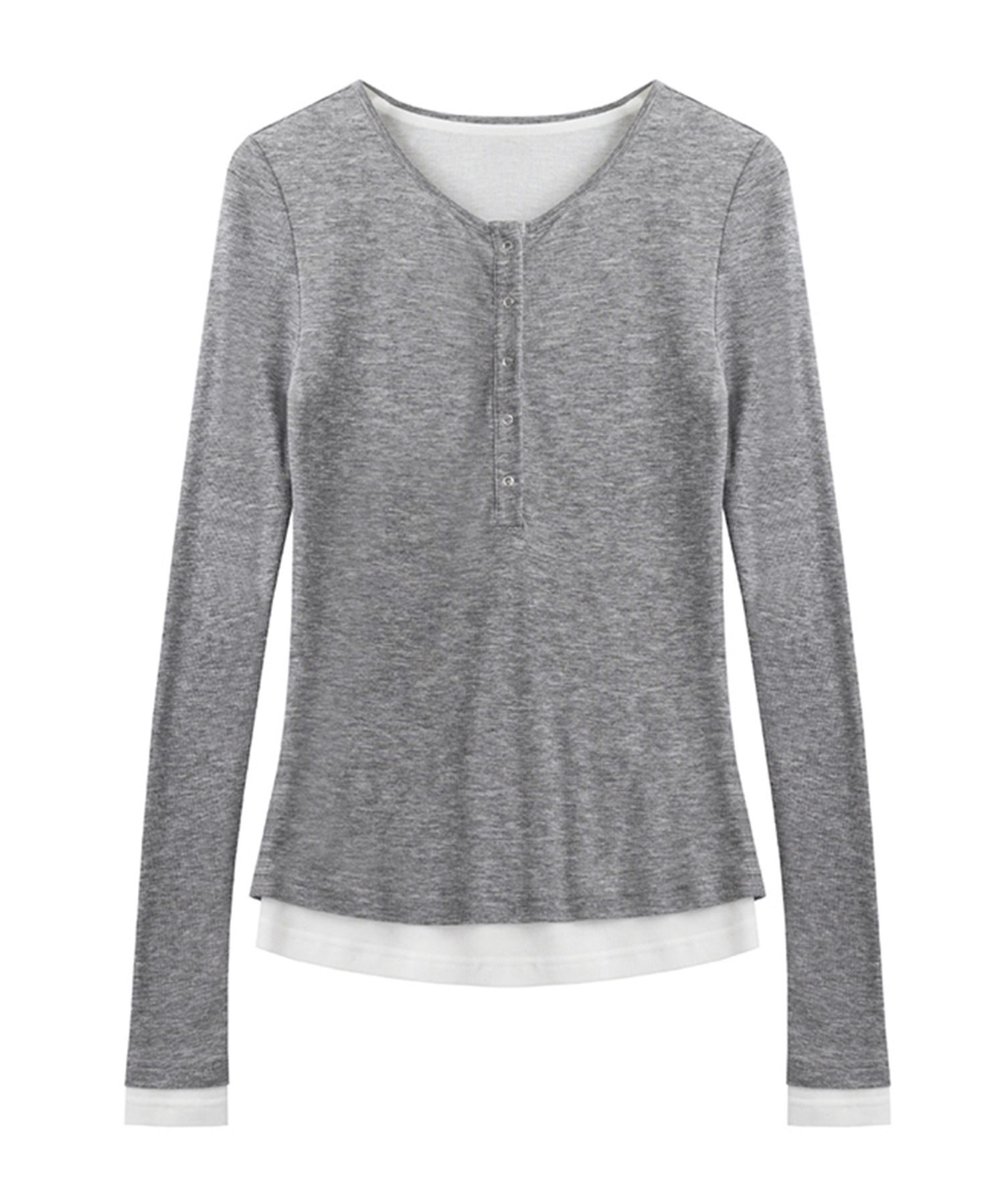 ヘンリーネックレイヤードデザイントップス FC24S054【Fano Studios