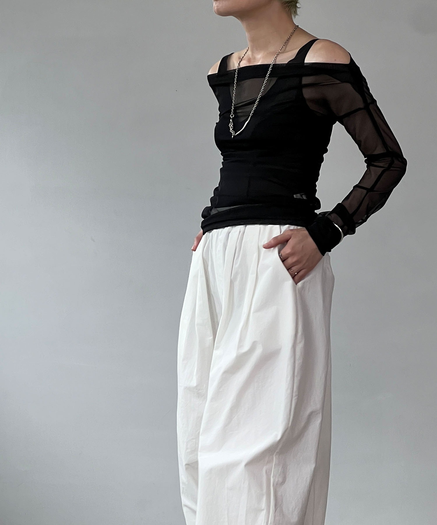 サイドギャザー シアートップス (インナー付き) chw24a005