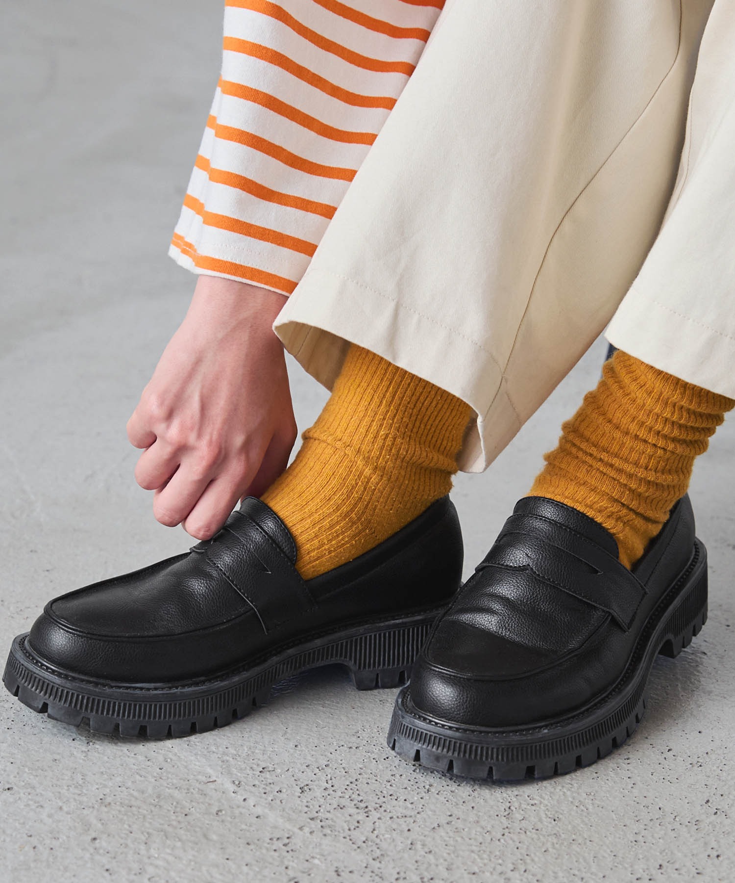 forksy.】厚底トラックソールローファー/コイン＆タッセルローファー