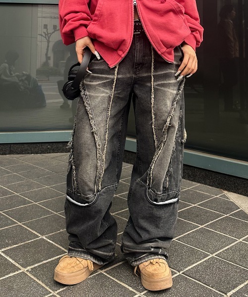 A'GEM/9 × .kom 『A'gem/エージェム』 /切り替えデザインデニムパンツ