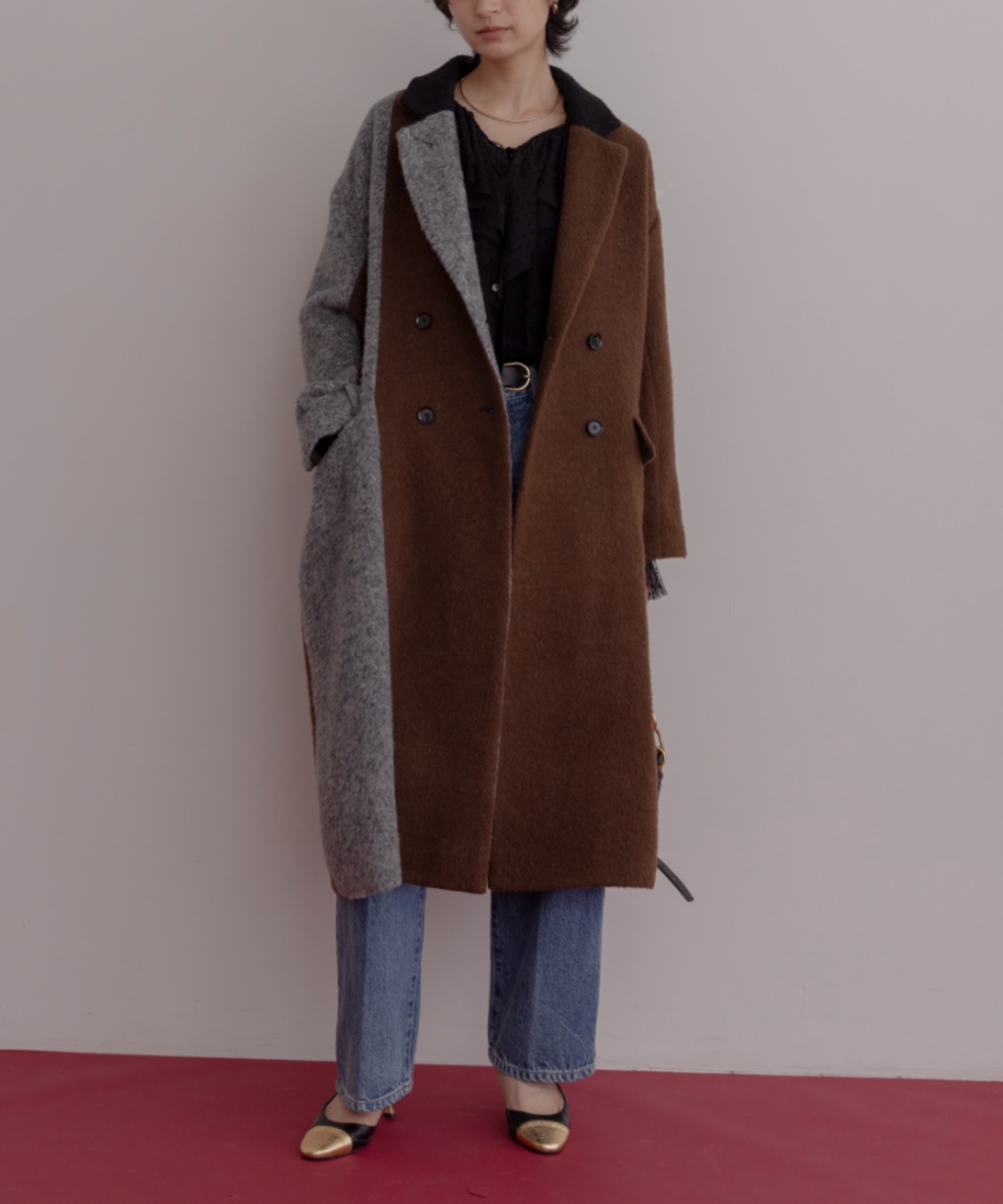 ミックスシャギー配色ロングコート Eimee Law│Eimee Law & LHELBIE