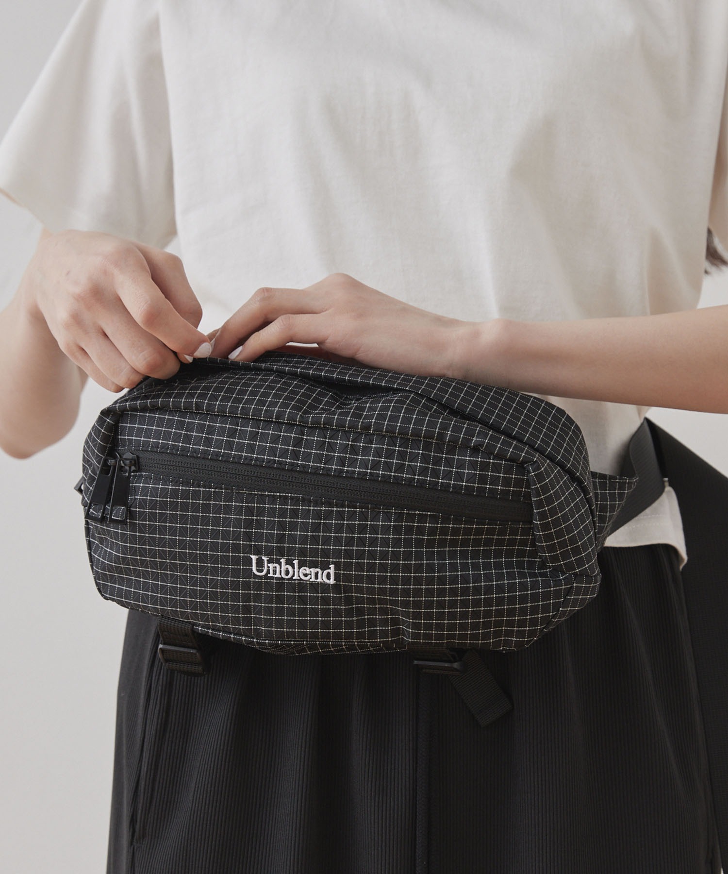 Unblend】リップストップ チェック柄 ウエストポーチ Unblend│MONO