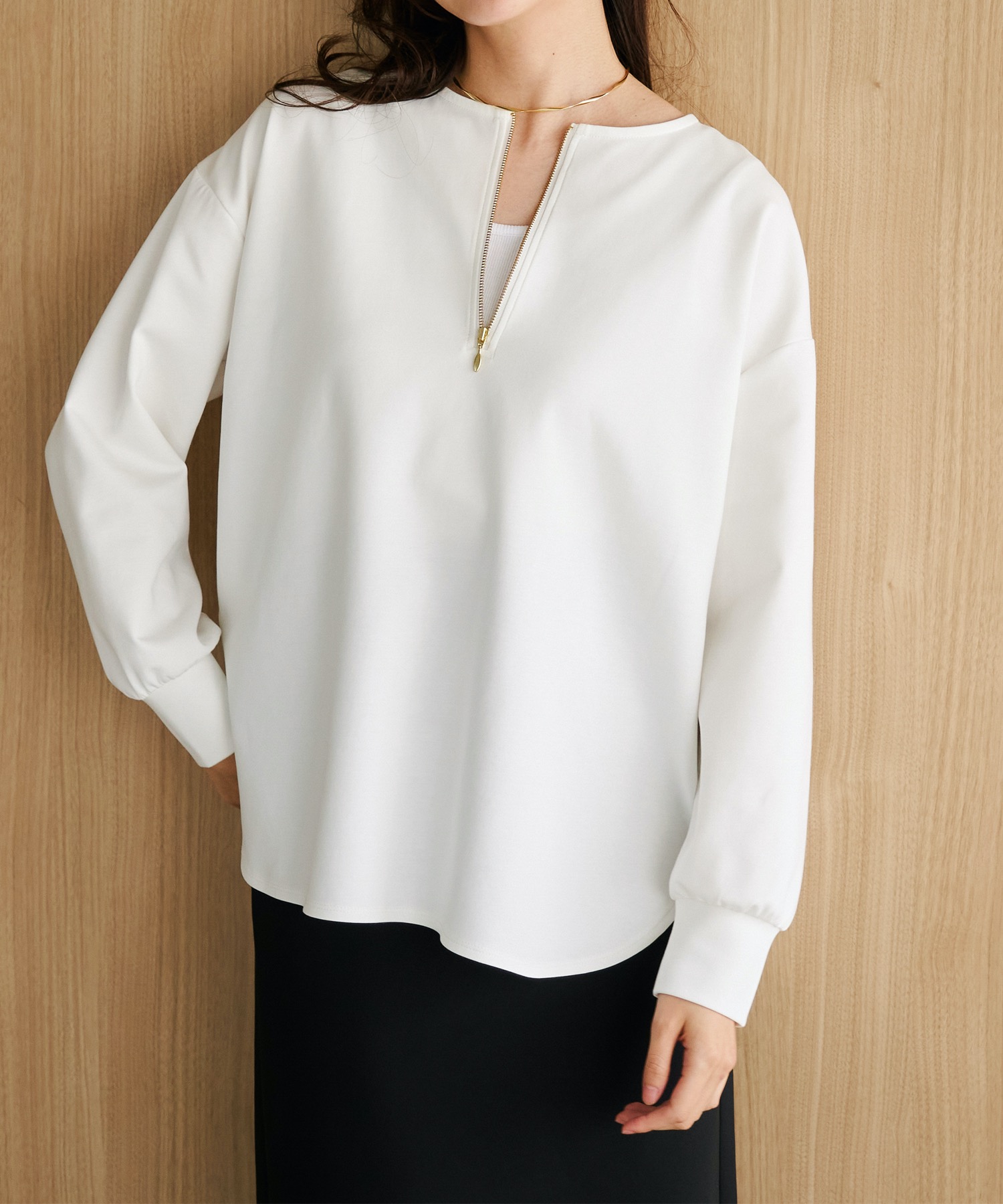 ライトダンボールジップキーネックプルオーバー Emma Taylor