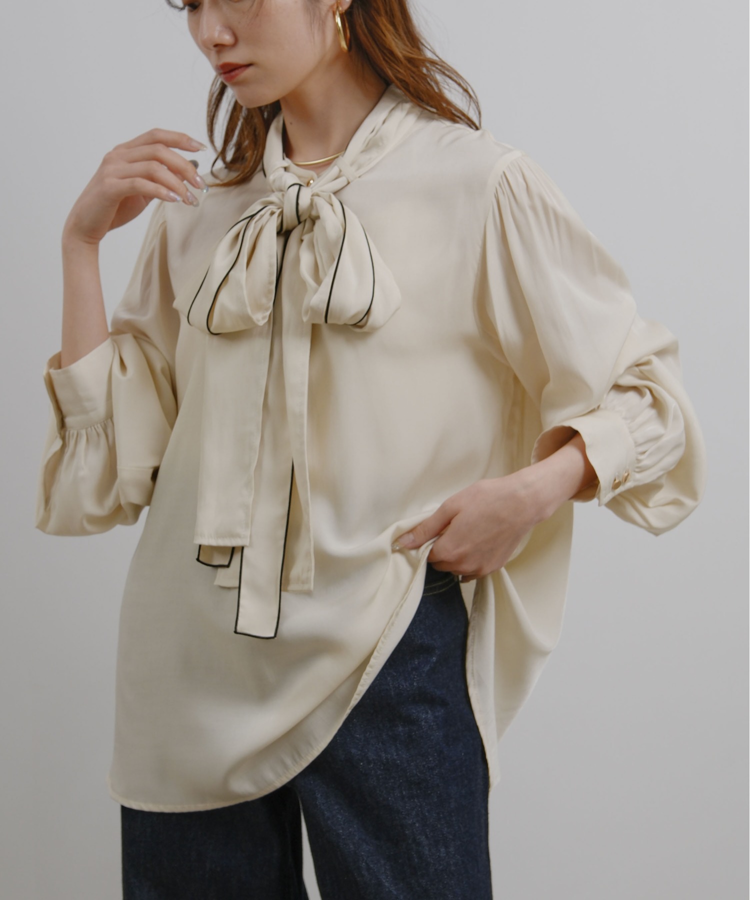 リボン取り外し可能】マルチウェイボウタイブラウス Palm Riche│Eimee