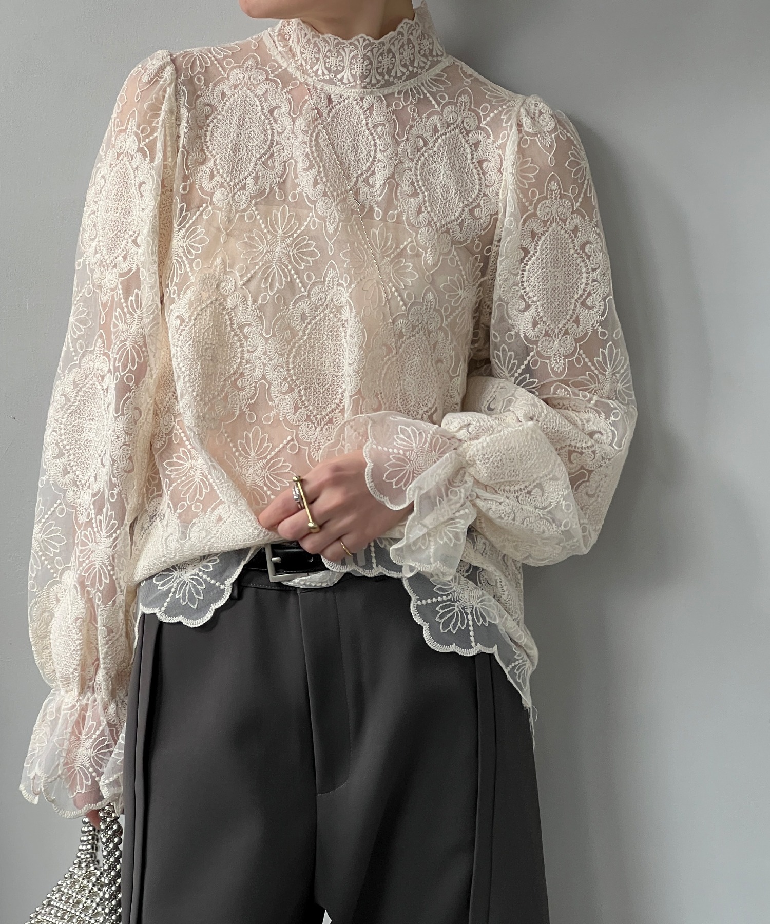 ハイネック キャンディースリーブ レーストップ chw25s042