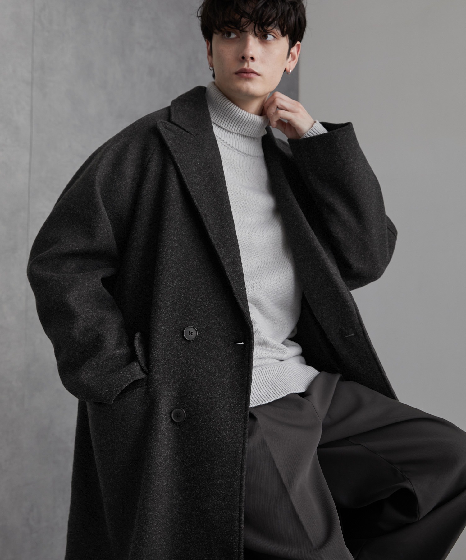 uru様用】ダークグレー オーバーサイズ チェスターコート MONO-MART
