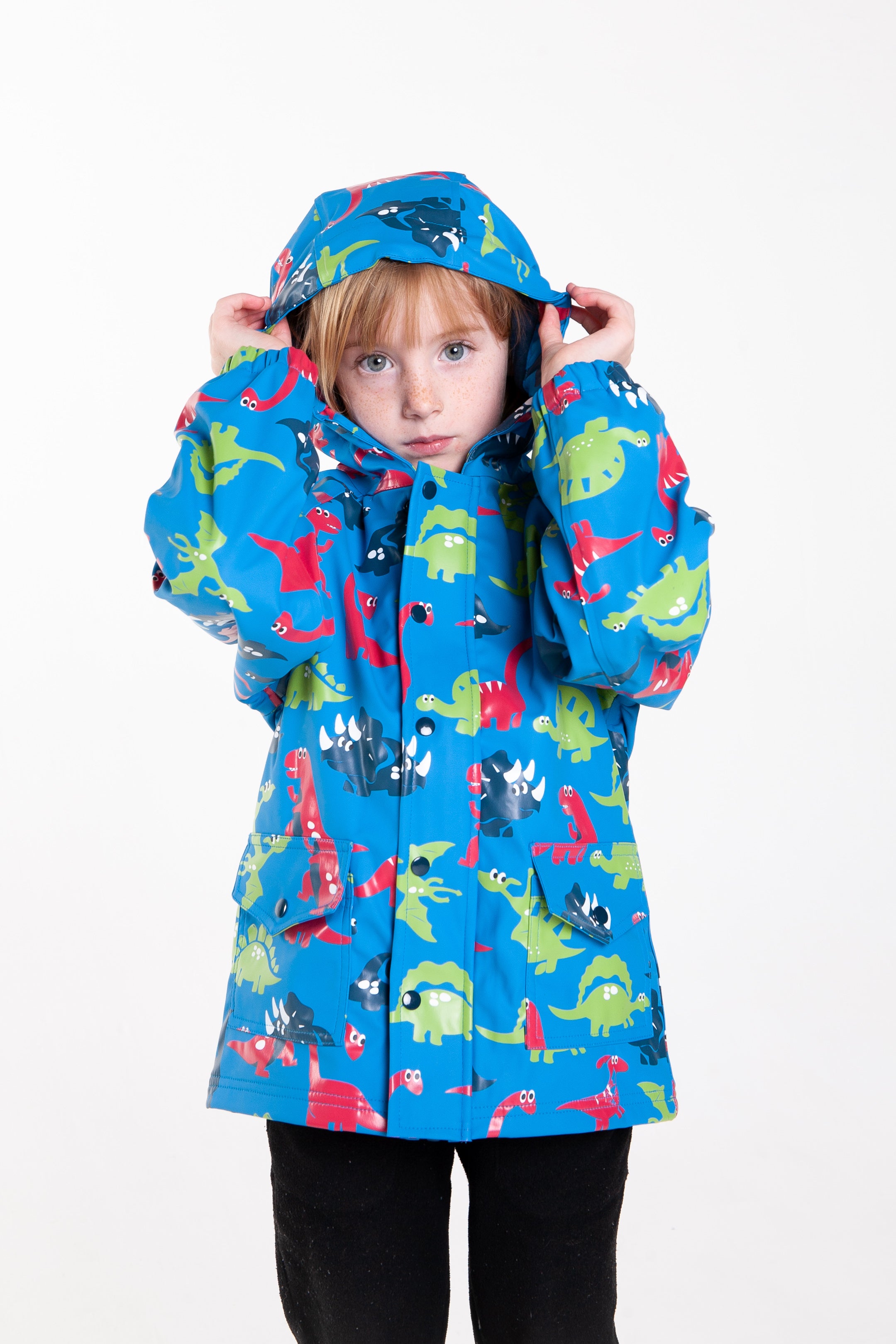 Dinosaurs Children's Rain Jacket w/ Soft Lining & Easy on Snaps – Oaki