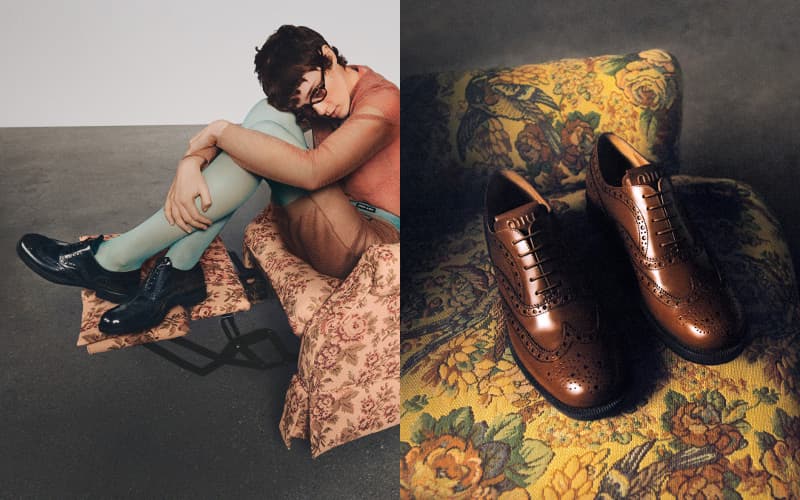 チャーチ×ミュウミュウ」コラボシューズ、丸みあるフォルムのレース