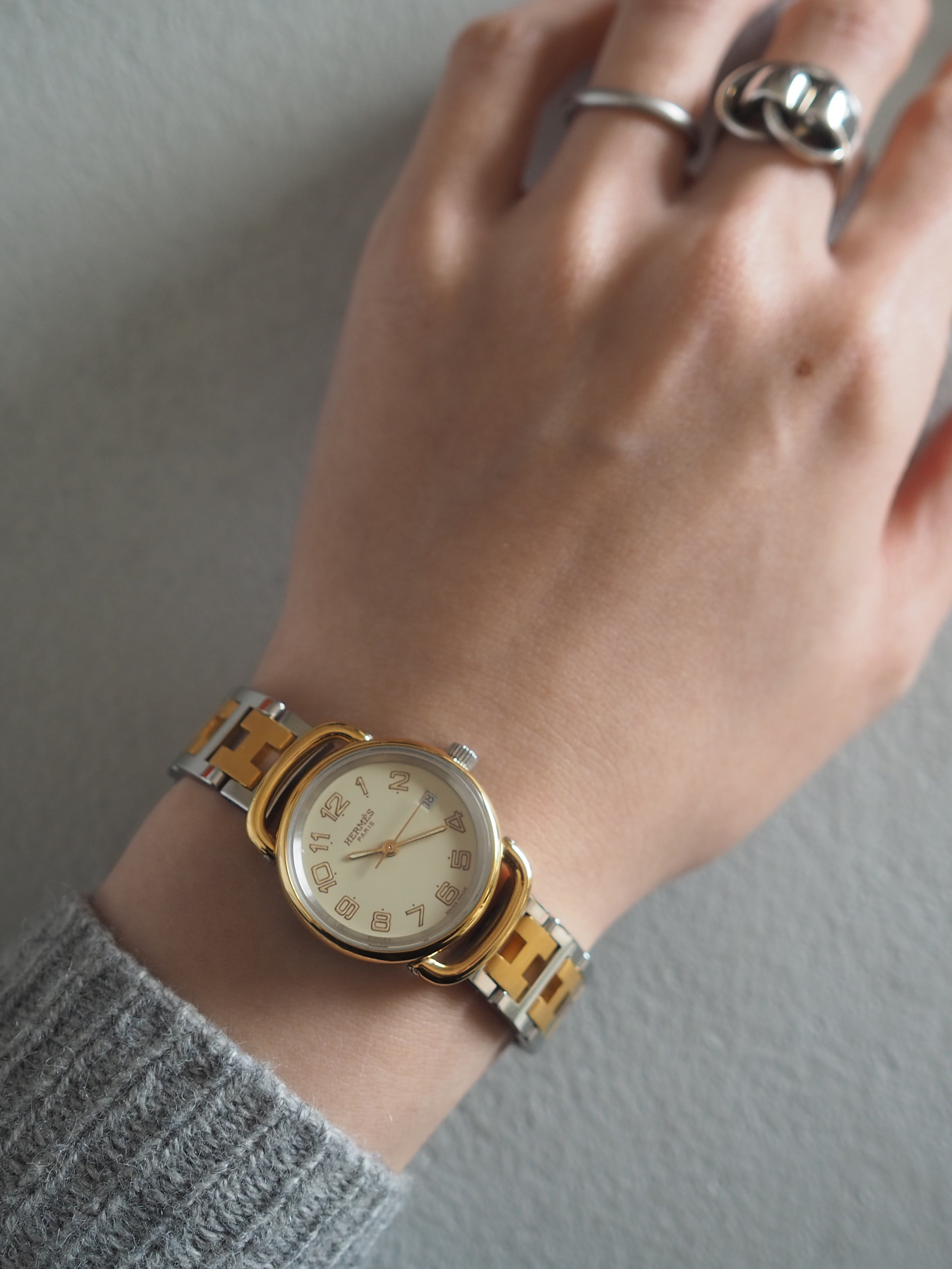 HERMES エルメス プルマン ウォッチ 腕時計 レディース コンビ