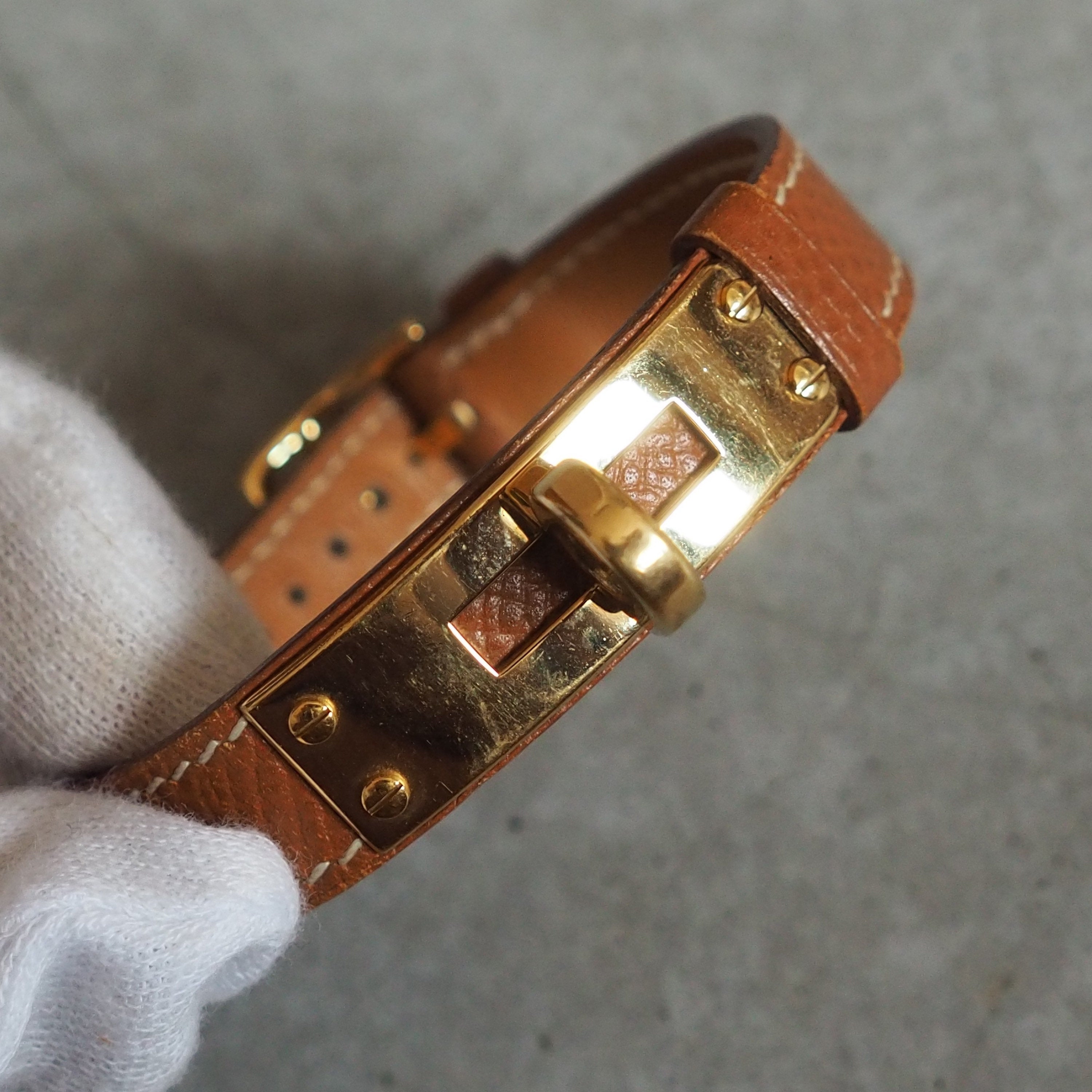 HERMES エルメス ケリー ウォッチ ゴールド ブラウン レザー