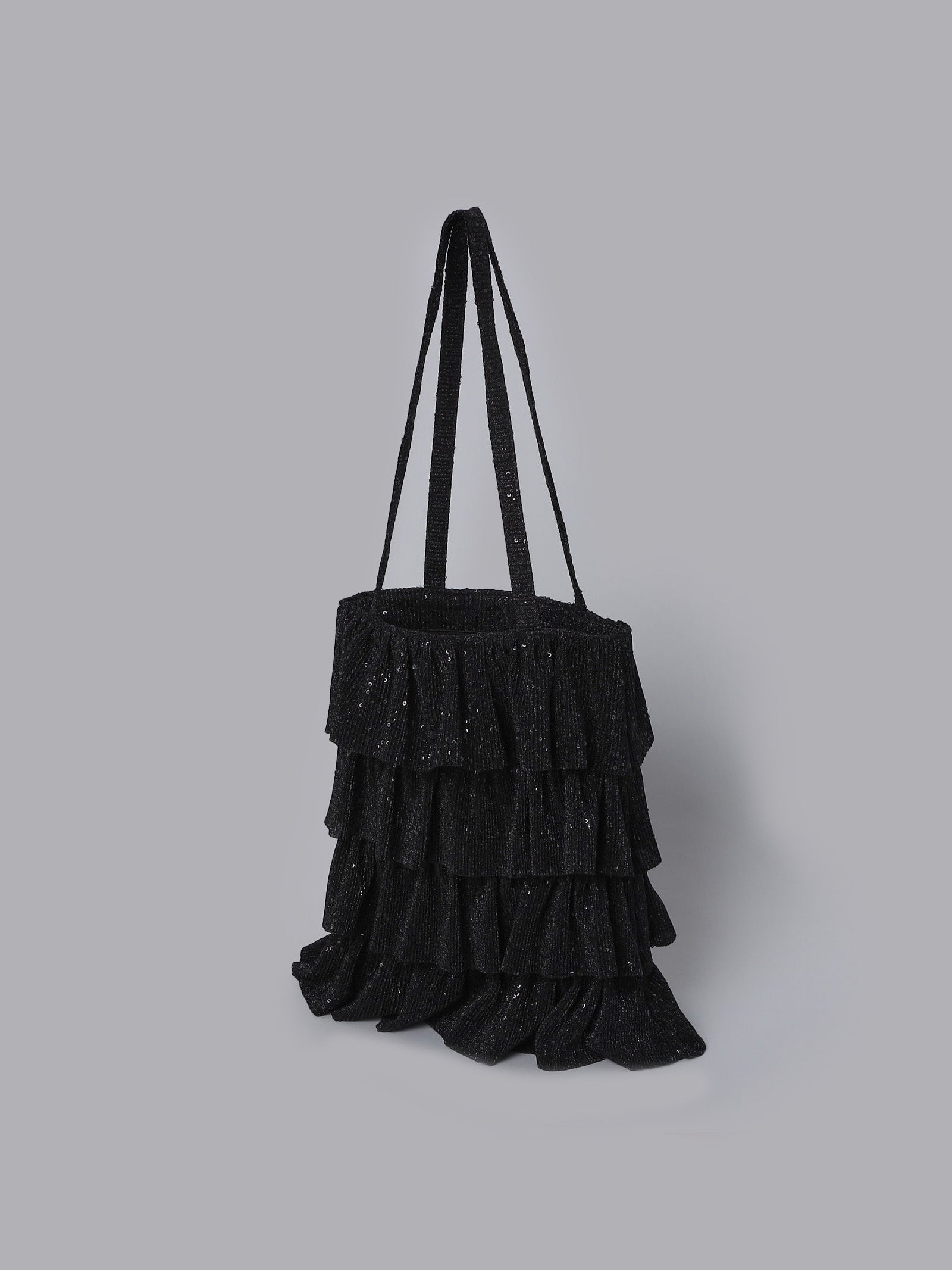 Casselini】キラキラプリーツフリルトート