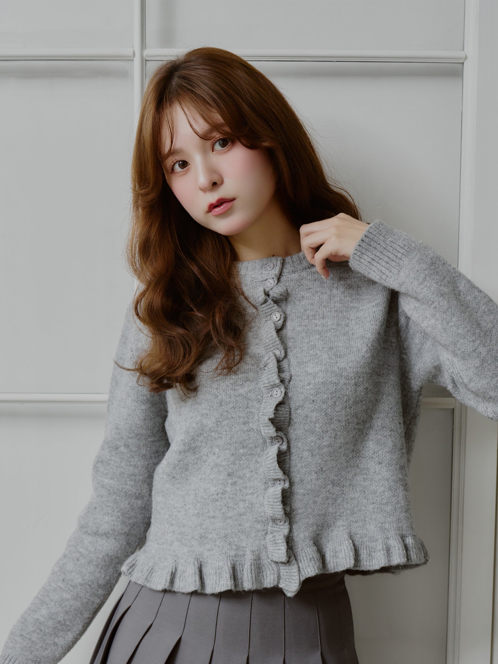 フリルニットカーディガン