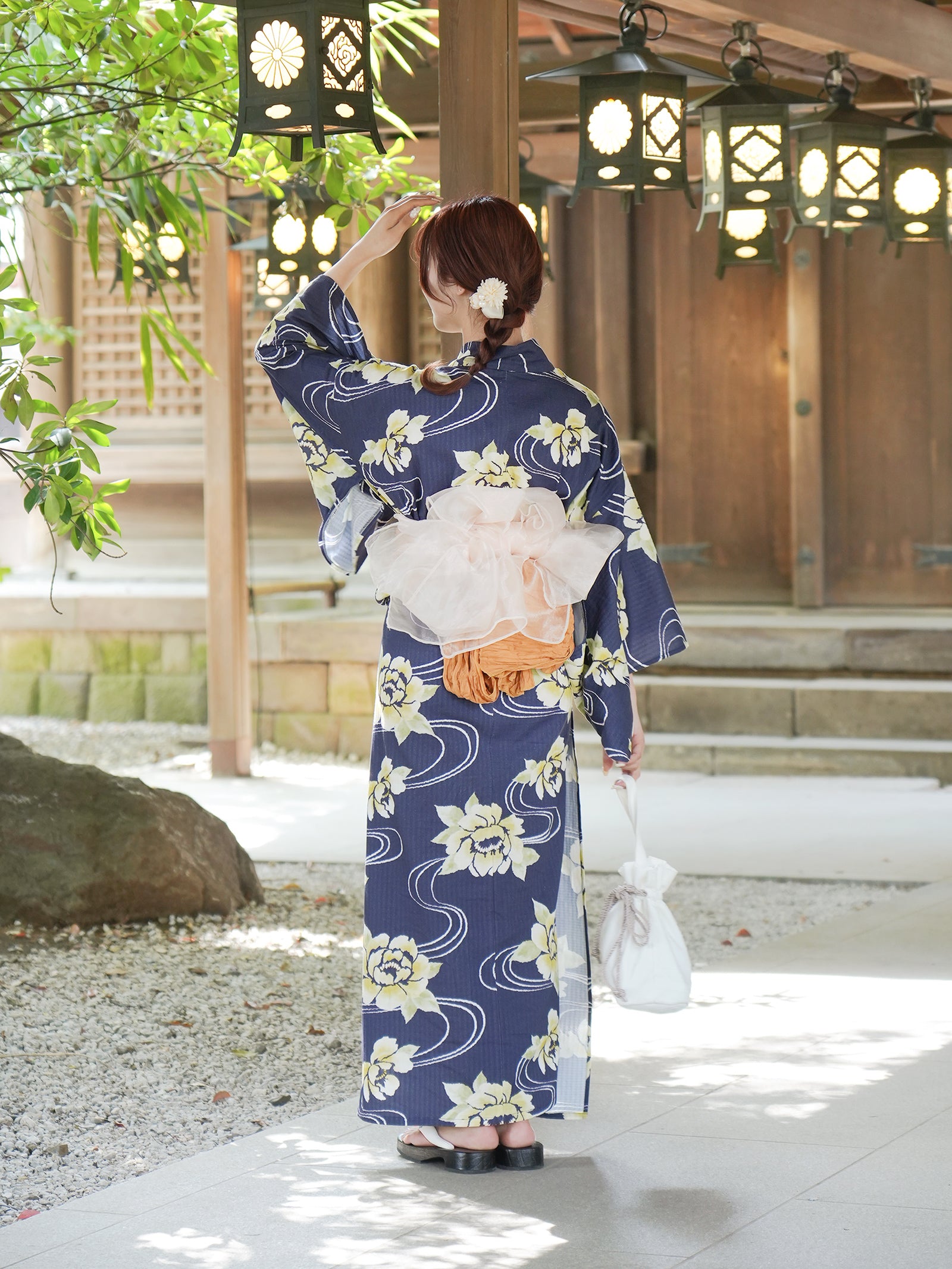 オリジナル牡丹柄浴衣＆帯セット